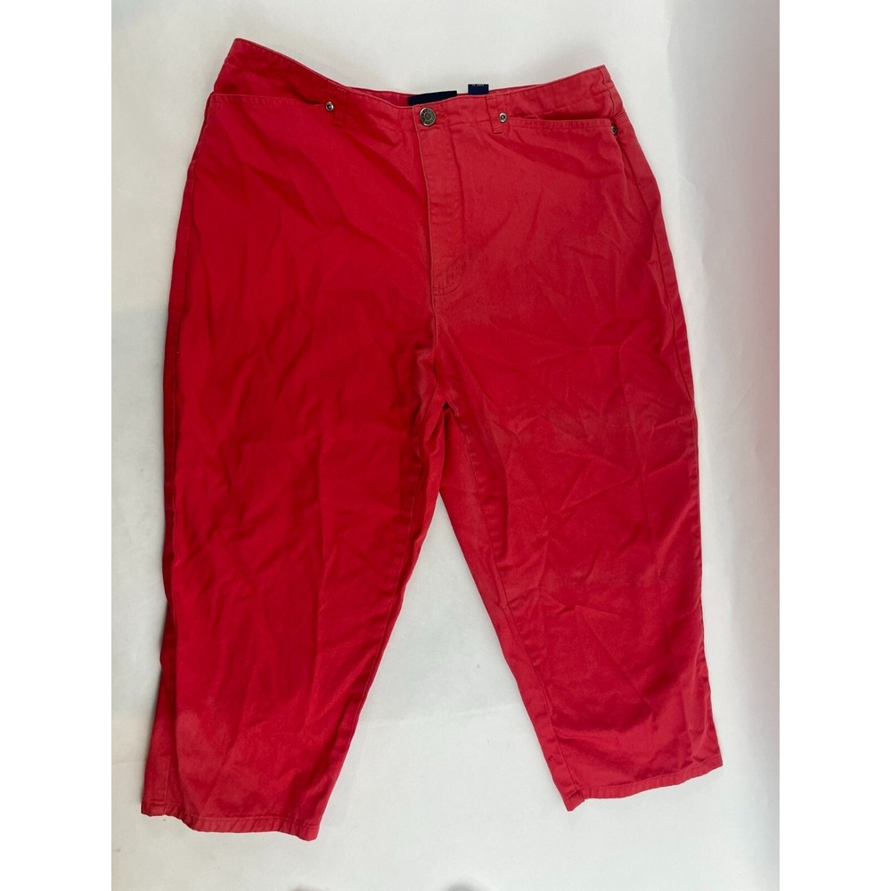 Crazy Horse Pants Women's Size 14 Red Solid Colored Capris High Rise Pockets